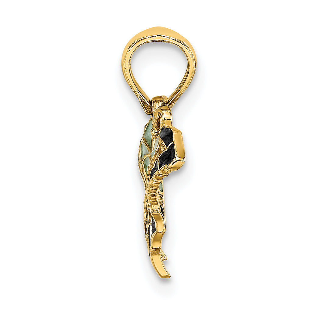 14K Small Enameled Wings Butterfly Charm
