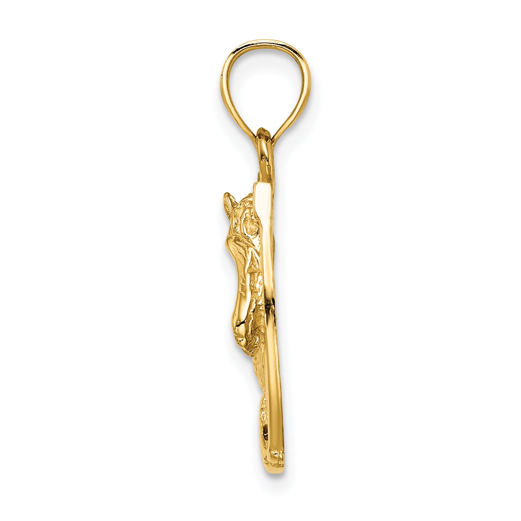 14K Horse Head In Horseshoe w/ Enameled Charm Secondary image