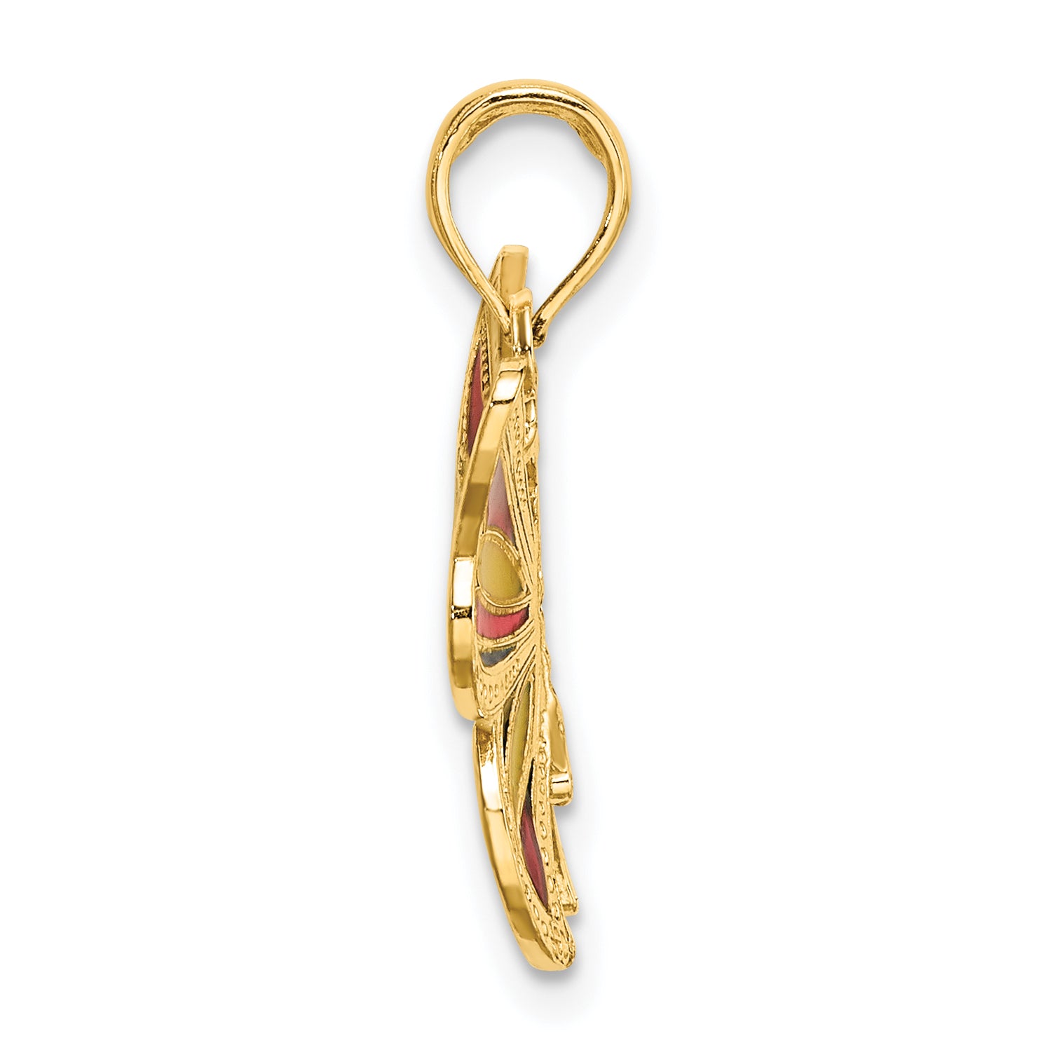 14K w/Multi-Color Enameled Beaded Wings Butterfly Charm Secondary image