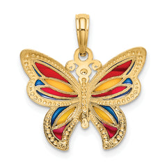 14K w/Multi-Color Enameled Beaded Wings Butterfly Charm