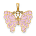 14K Lavender Enameled Butterfly Pendant