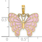 14K Lavender Enameled Butterfly Pendant