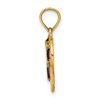14K W/ Purple Enamel Cross Heart Charm
