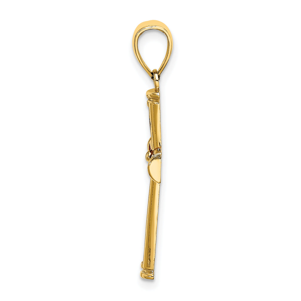14K Red Enameled Cross Charm