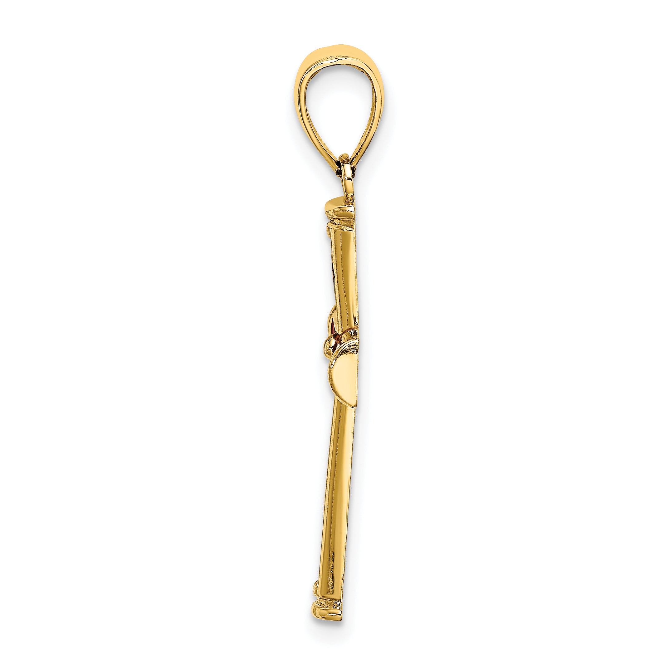 14K Red Enameled Cross Charm