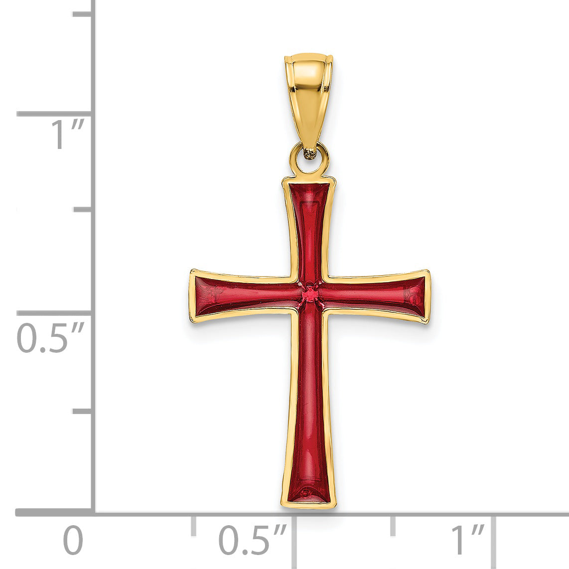 14K Red Enameled Cross Charm