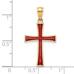 14K Red Enameled Cross Charm