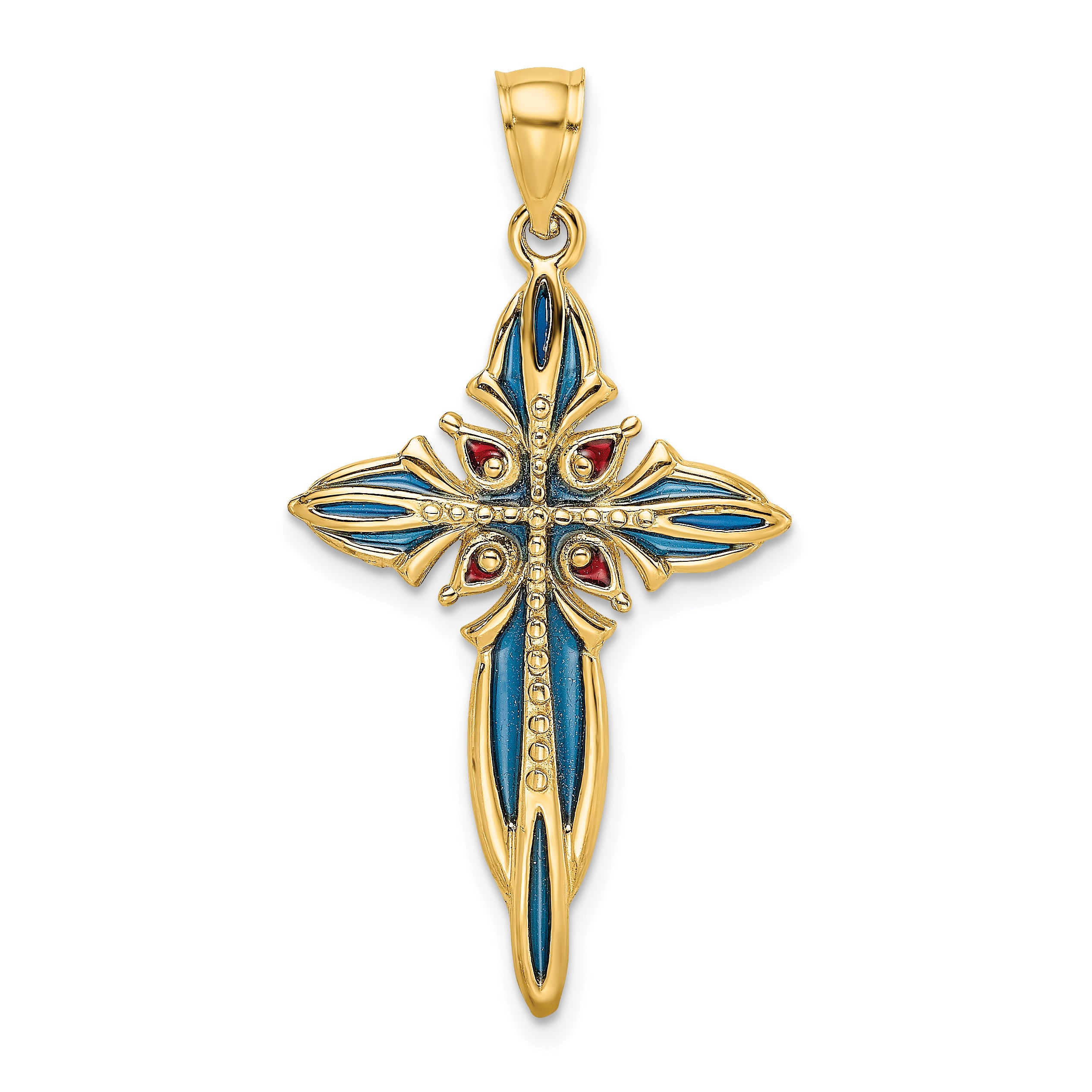 14K Blue and Red Enameled Cross Charm Main image