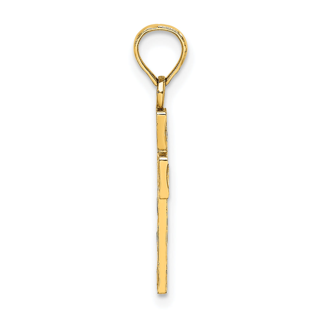 14K Enameled W/ Flower Cross Charm