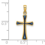 14K Blue Enameled Tapered Cross Charm