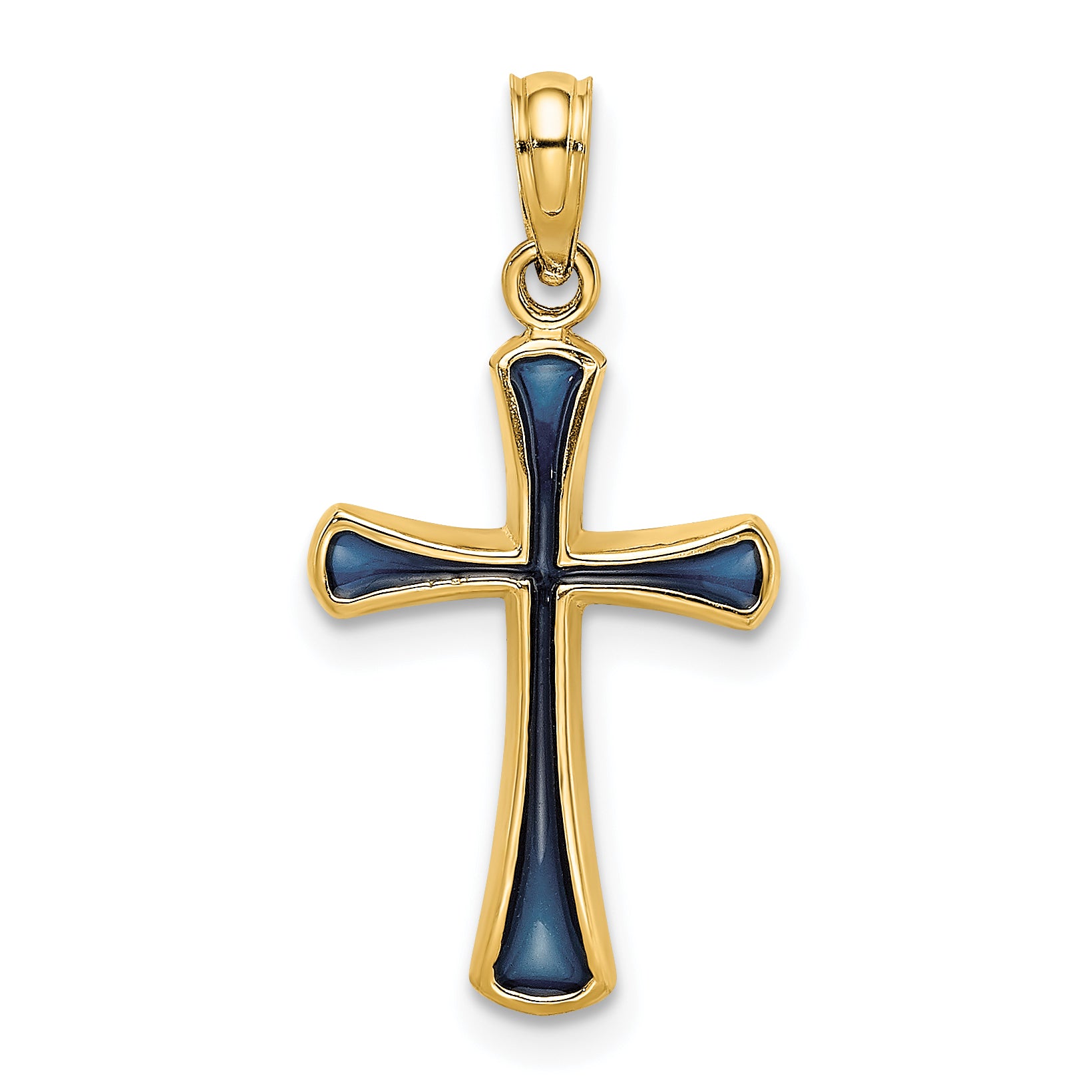14K Blue Enameled Tapered Cross Charm Main image