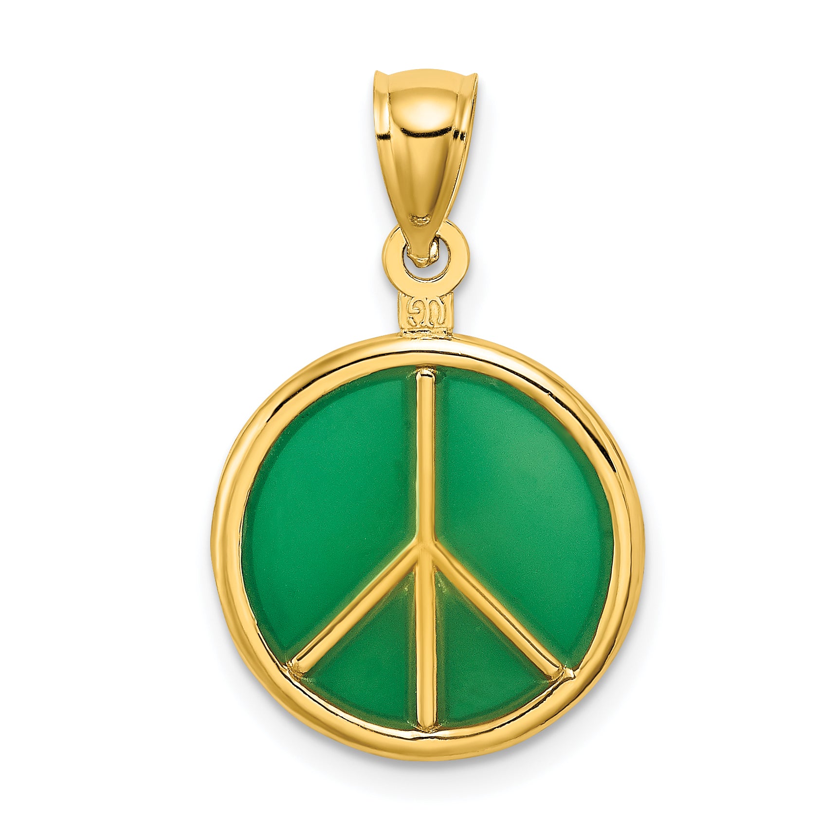 14K 3-D Green Enameled Peace Symbol Charm Main image