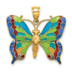 14K Enameled Butterfly Pendant