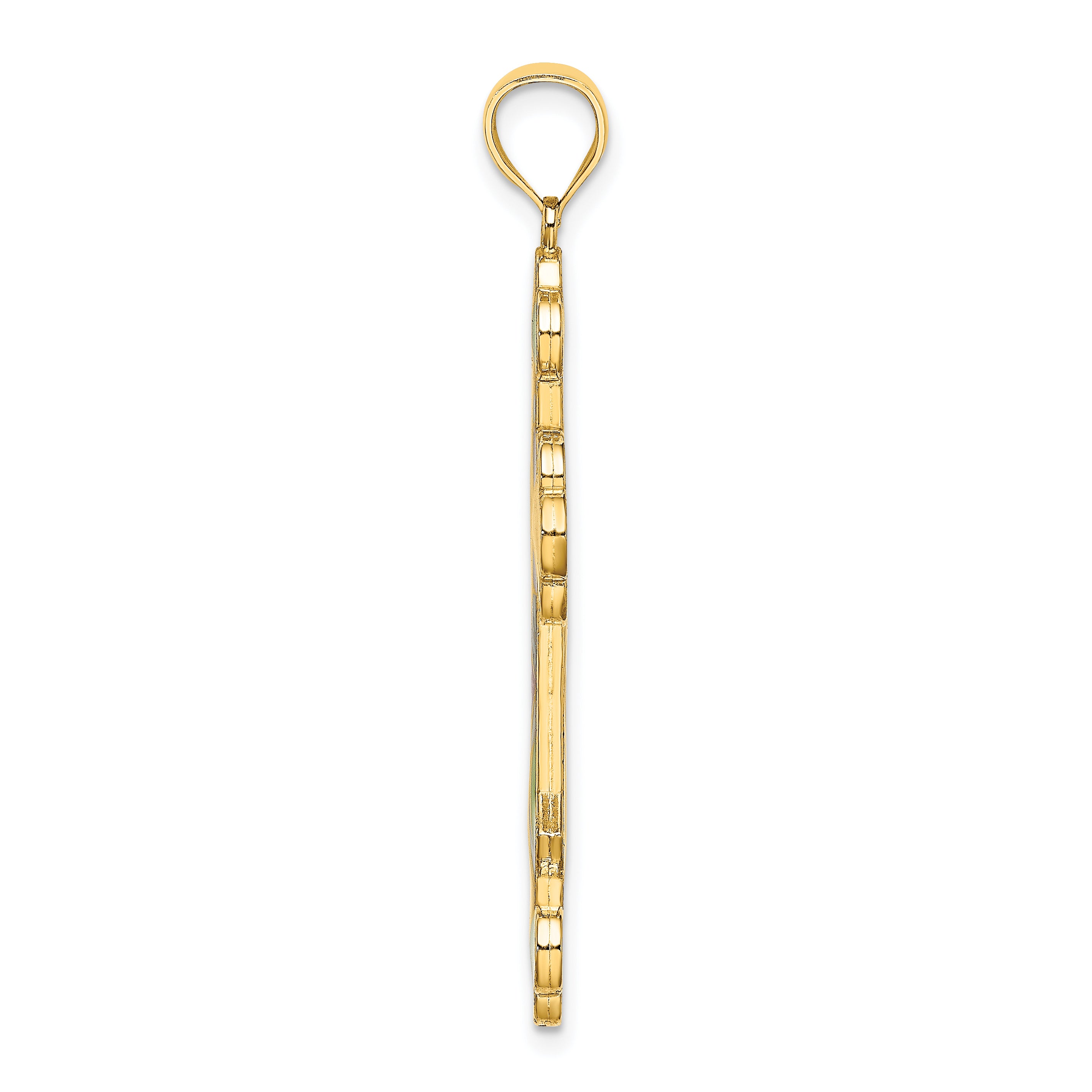 14K Multi Color Enameled Cross Charm