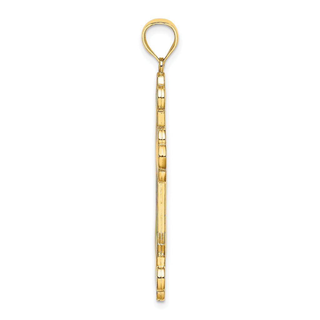 14K Multi Color Enameled Cross Charm