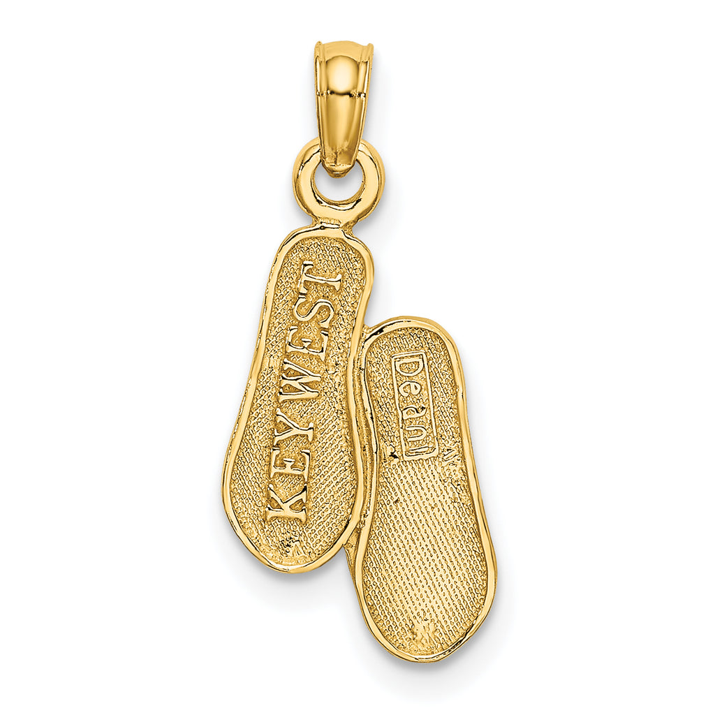 14K 3D KEY WEST Double Flip Flop Charm