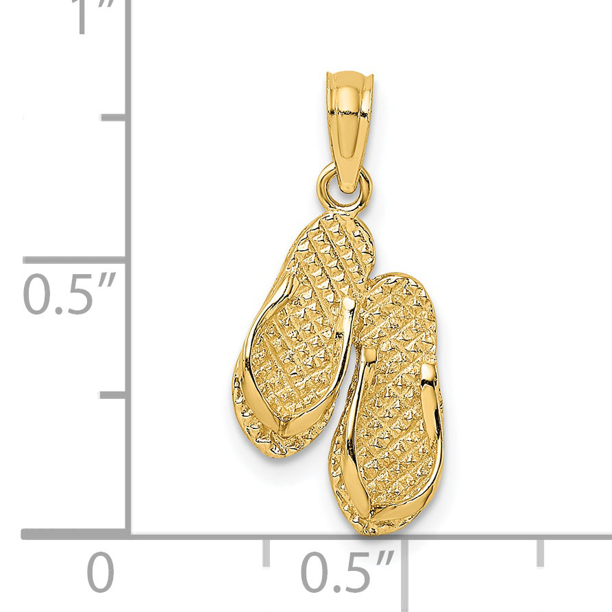 14K 3D Textured CAPE MAY Flip-flop Charm