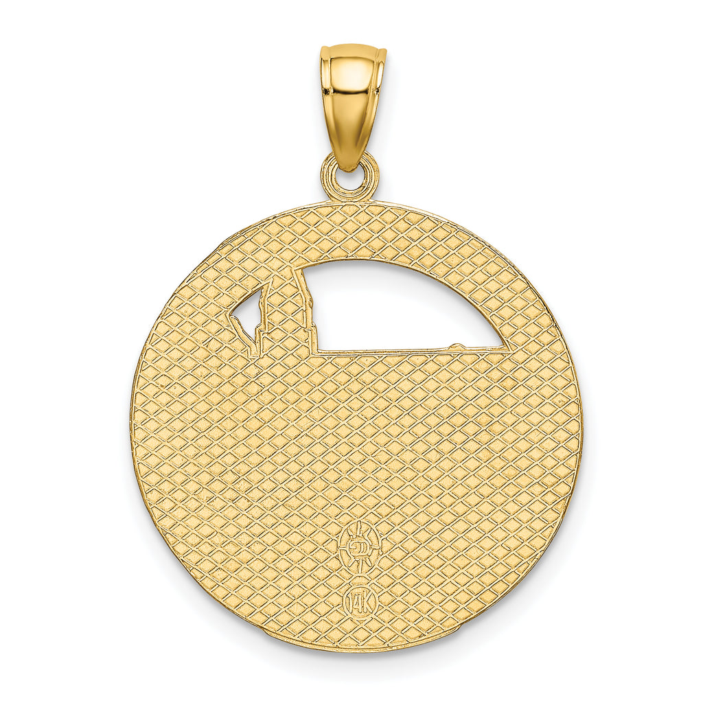 14K BOSTON Town Scene Round Charm