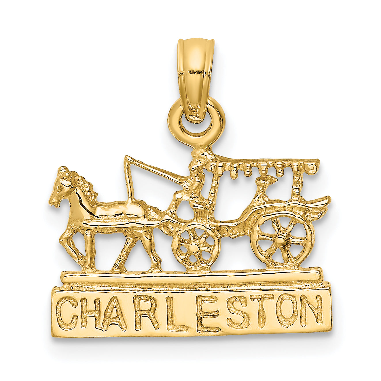 14K CHARLESTON Horse and Cart Charm Main image