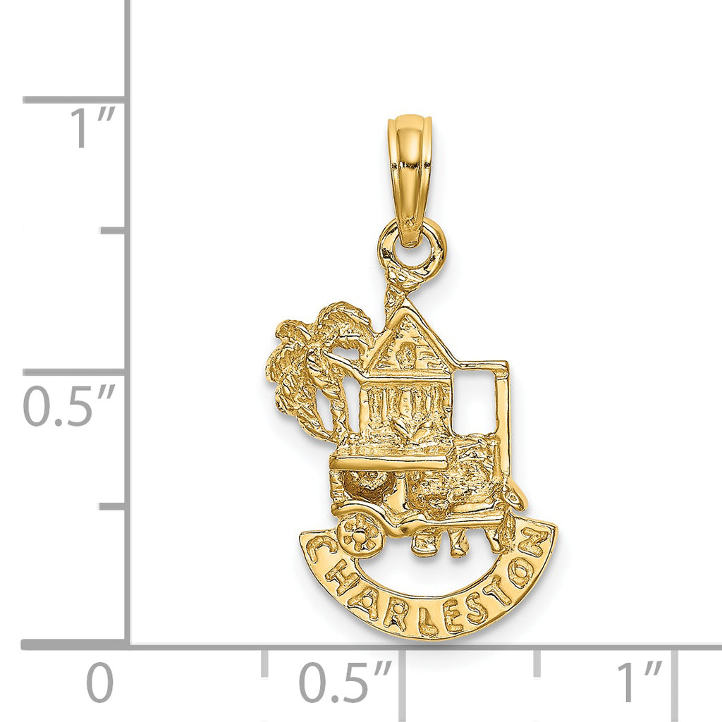 14K CHARLESTON SCENE w/ Horse, Cart, and House Charm