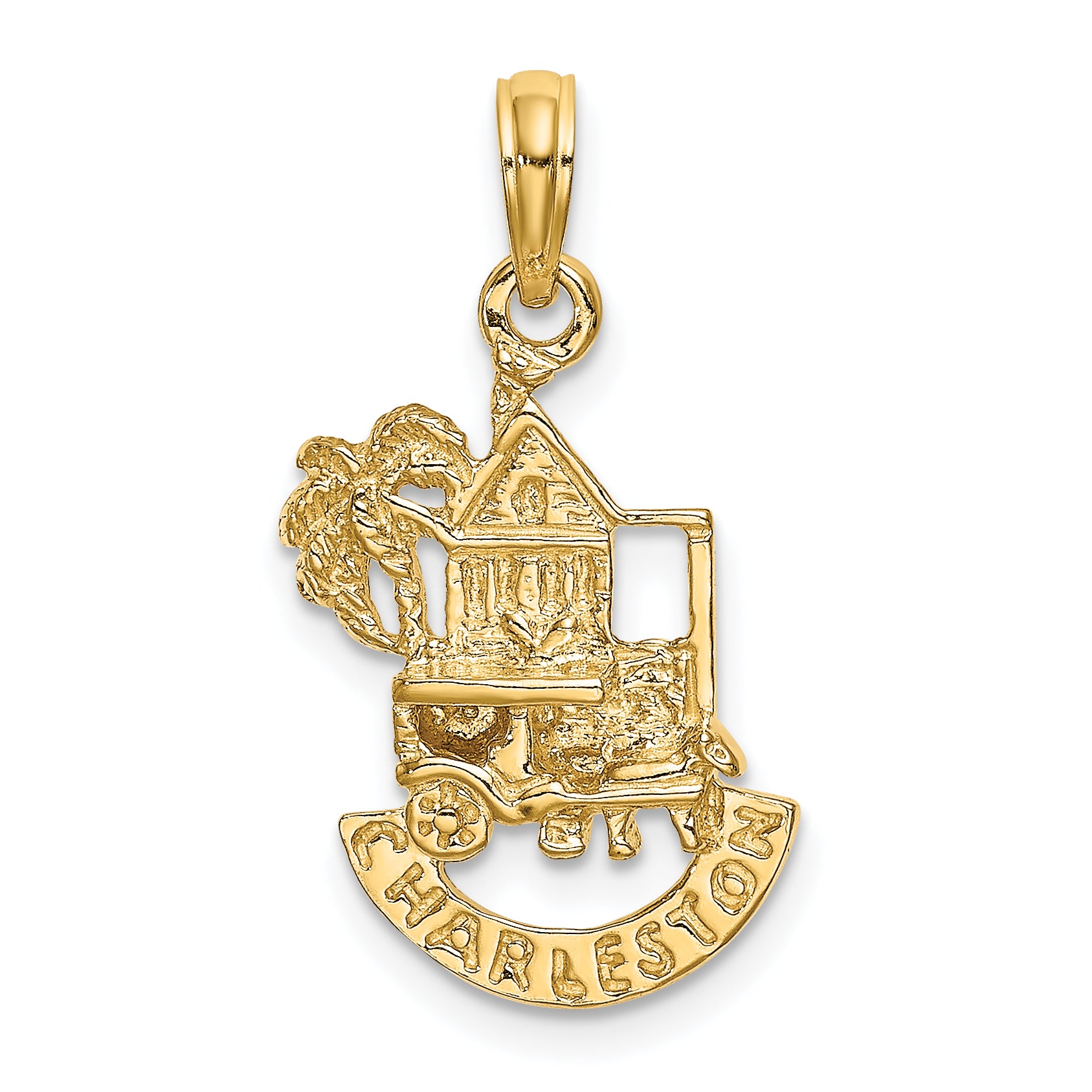 14K CHARLESTON SCENE w/ Horse, Cart, and House Charm Main image