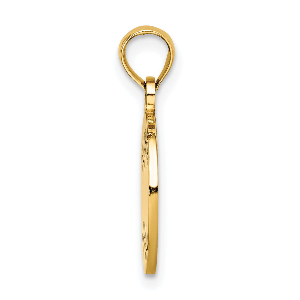 14K Polished and Textured Flat Baseball Charm