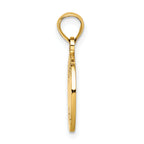 14K Polished and Textured Flat Baseball Charm