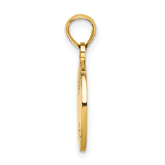 14K Polished and Textured Flat Baseball Charm