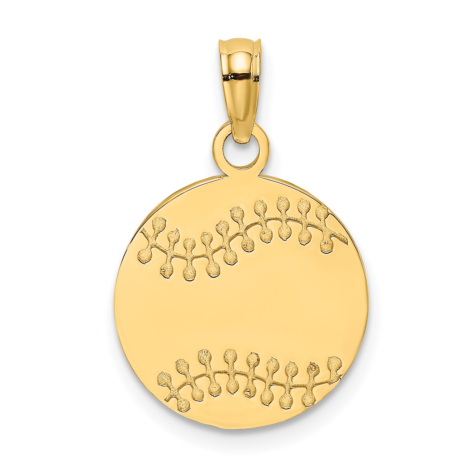 14K Polished and Textured Flat Baseball Charm Main image