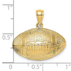 14K 3-D Football Horizontal Pendant