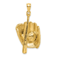 14K 3-D Baseball Glove, Bat, Ball Charm