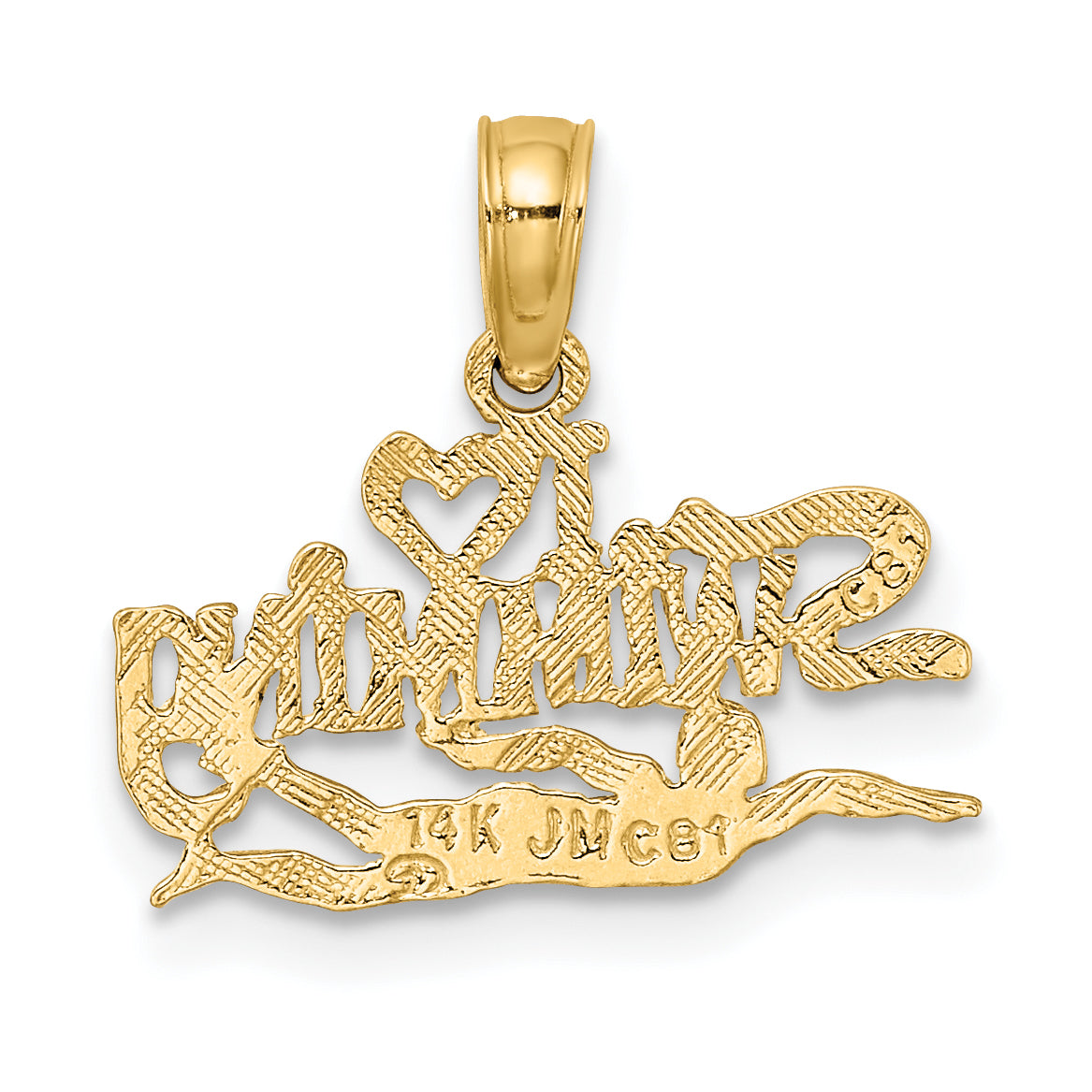 14K Polished  I HEART SWIMMING Charm