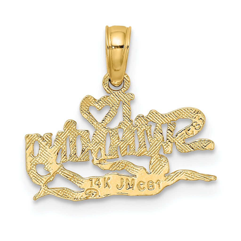 14K Polished  I HEART SWIMMING Charm
