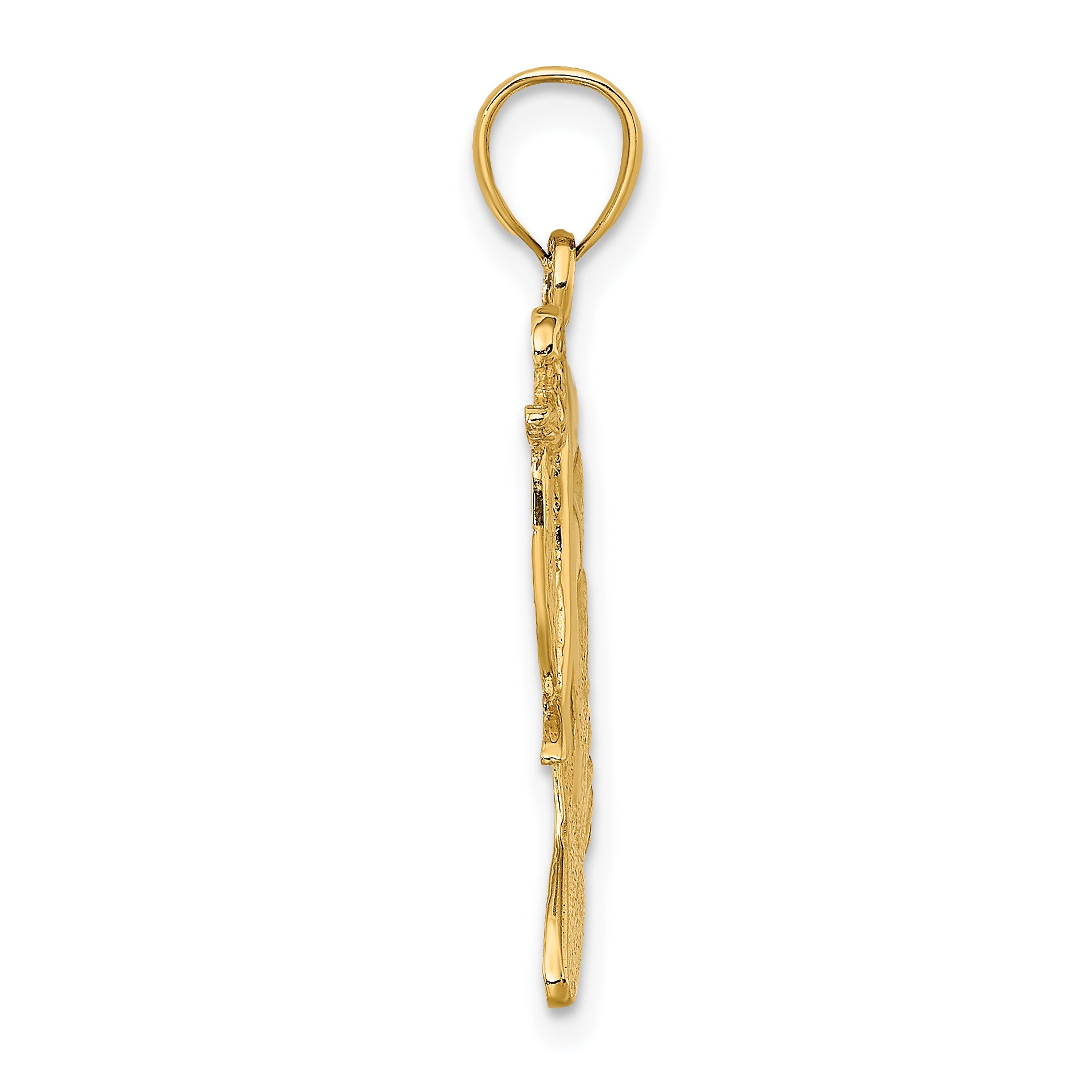 14K Polished and Textured Surfer and Wave Charm Secondary image