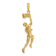 14K 3-D Basketball Player w/Ball and Partial Hoop Charm