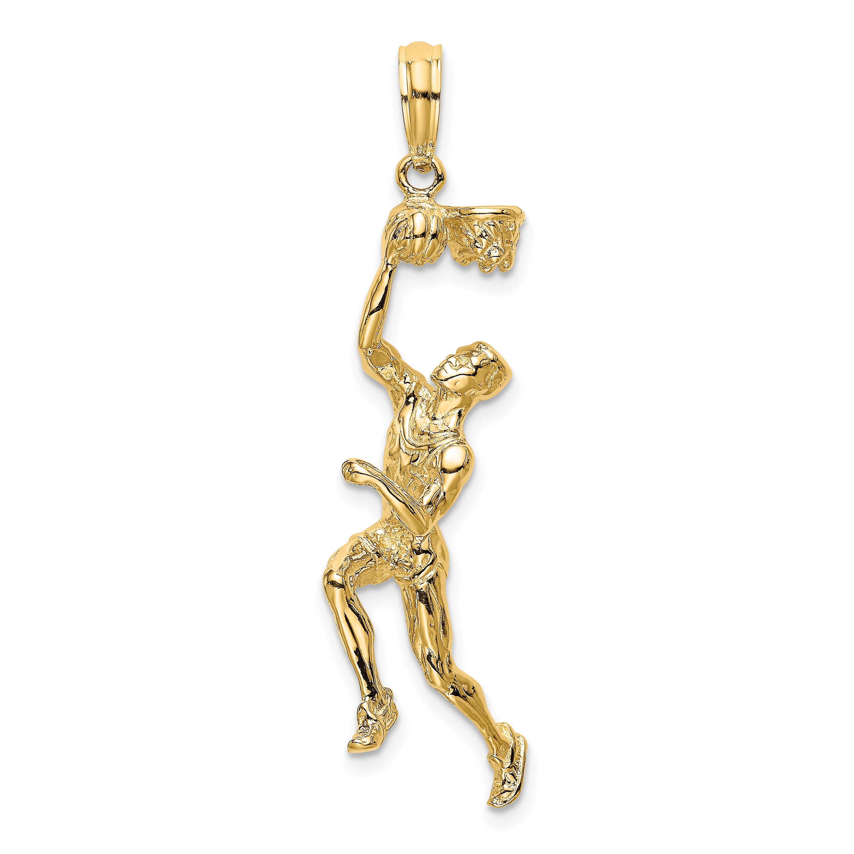 14K 3-D Basketball Player w/Ball and Partial Hoop Charm Main image
