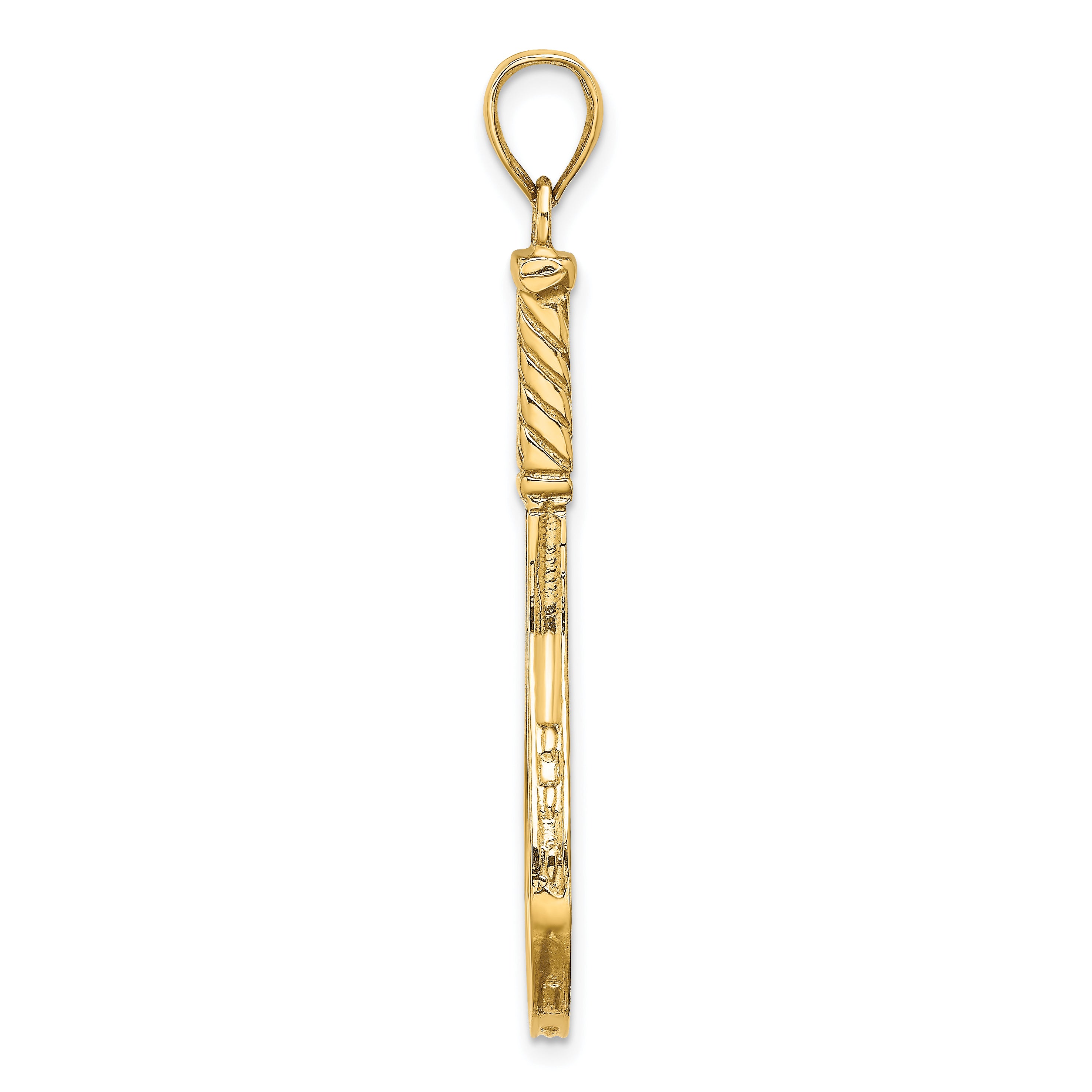 14K 3-D Polished Tennis Racquet Charm