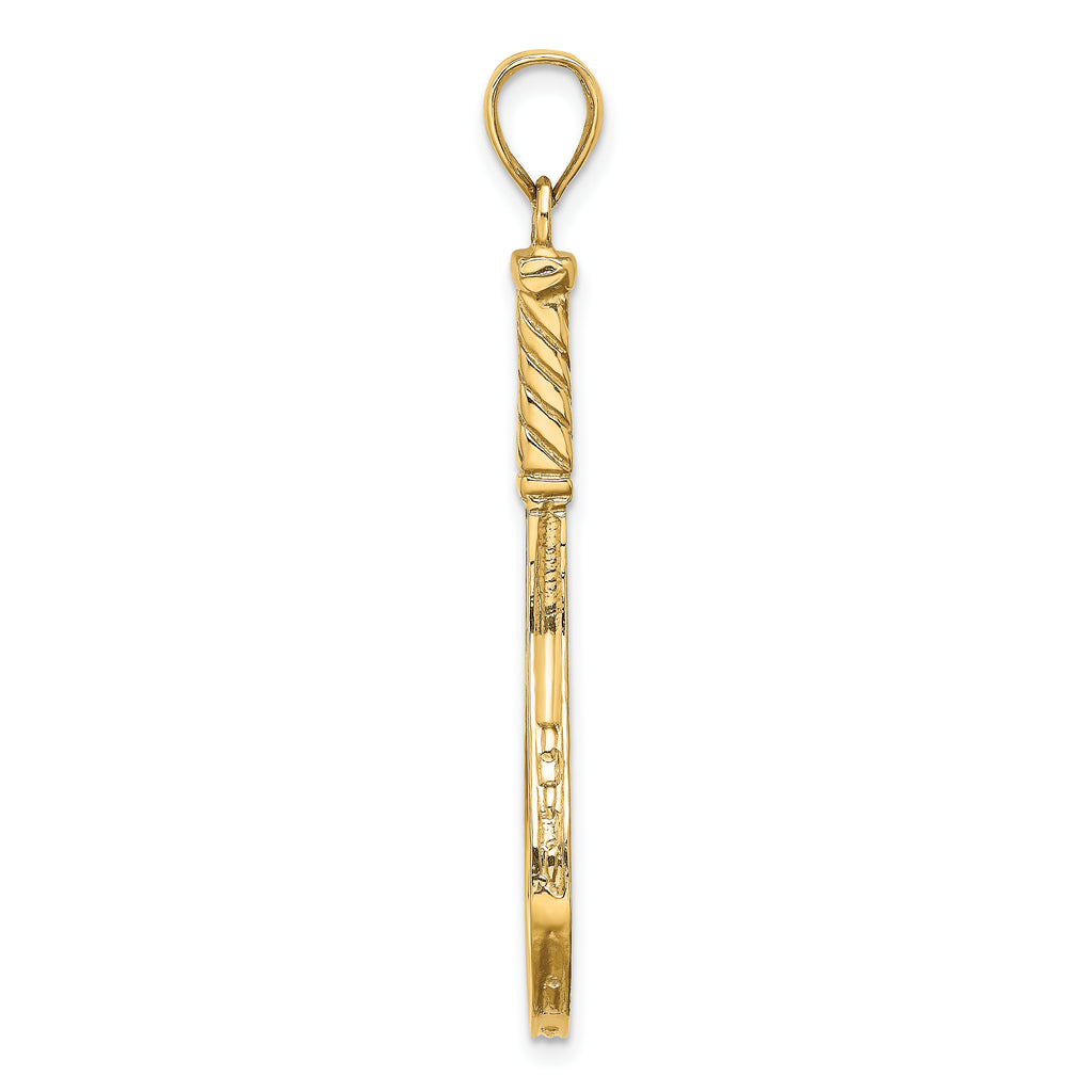14K 3-D Polished Tennis Racquet Charm