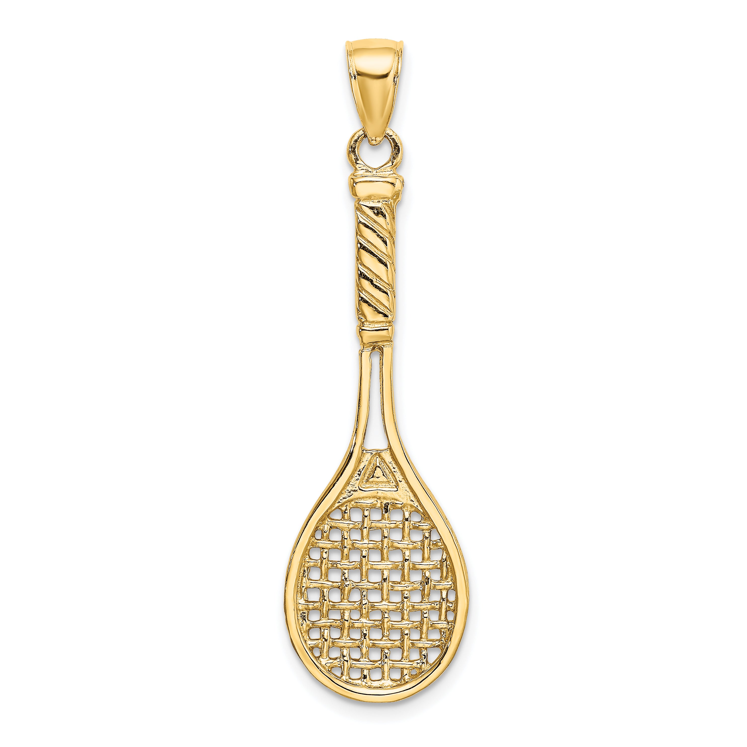 14K 3-D Polished Tennis Racquet Charm Main image