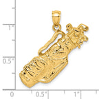 14K 2-D Golf Bag and Clubs Charm