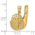 14K 2-D Golf Club and Ball On Tee Charm