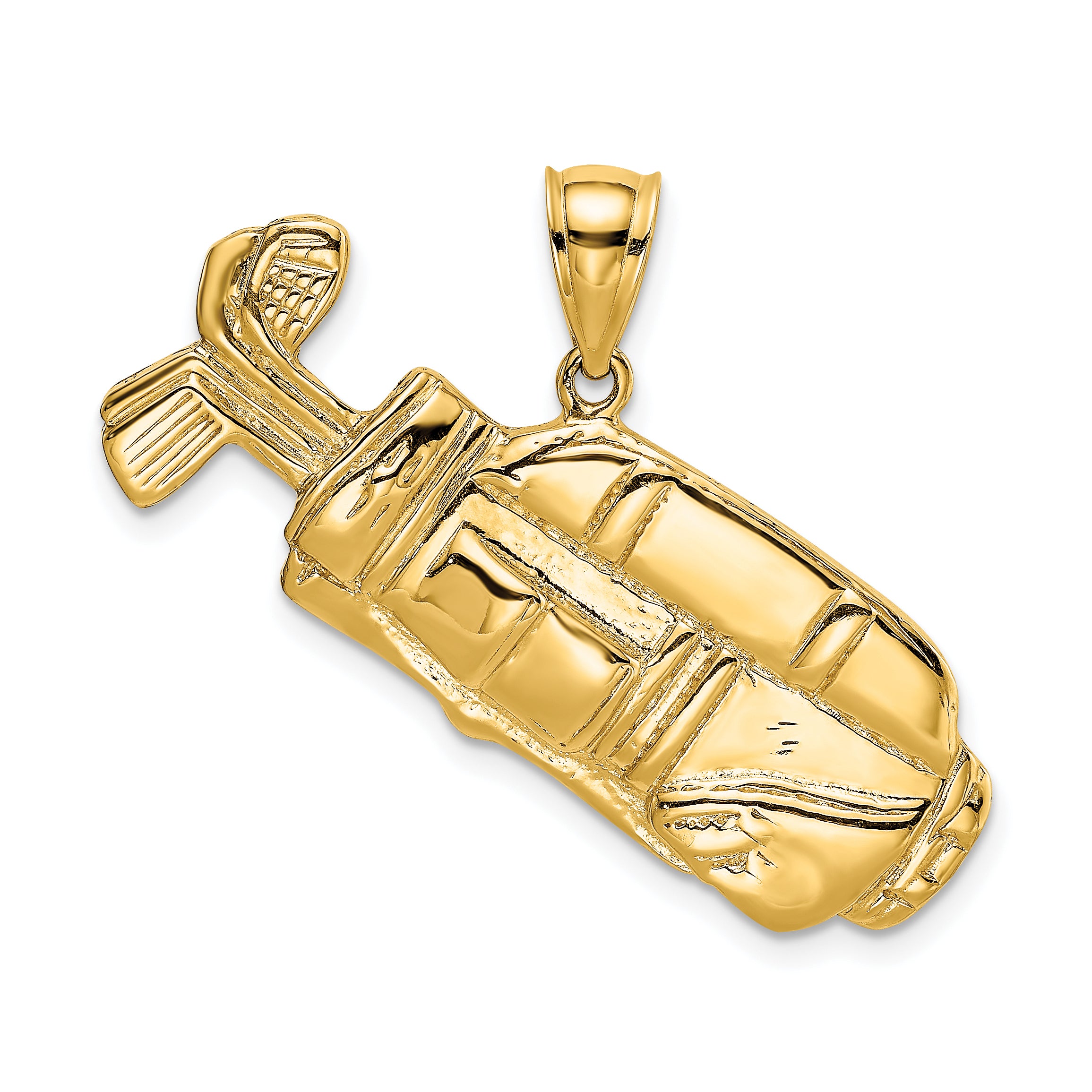 14K 2-D and Polished Golf Bag Charm