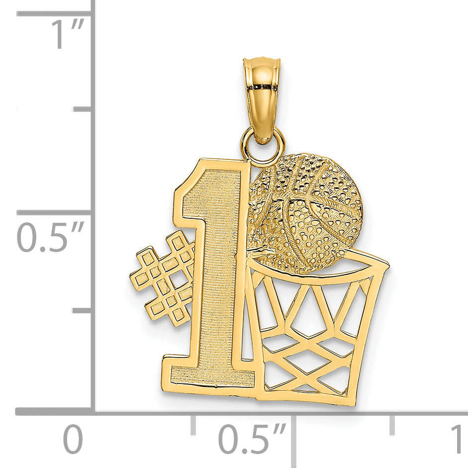14K #1 Basketball w/ Hoop Charm