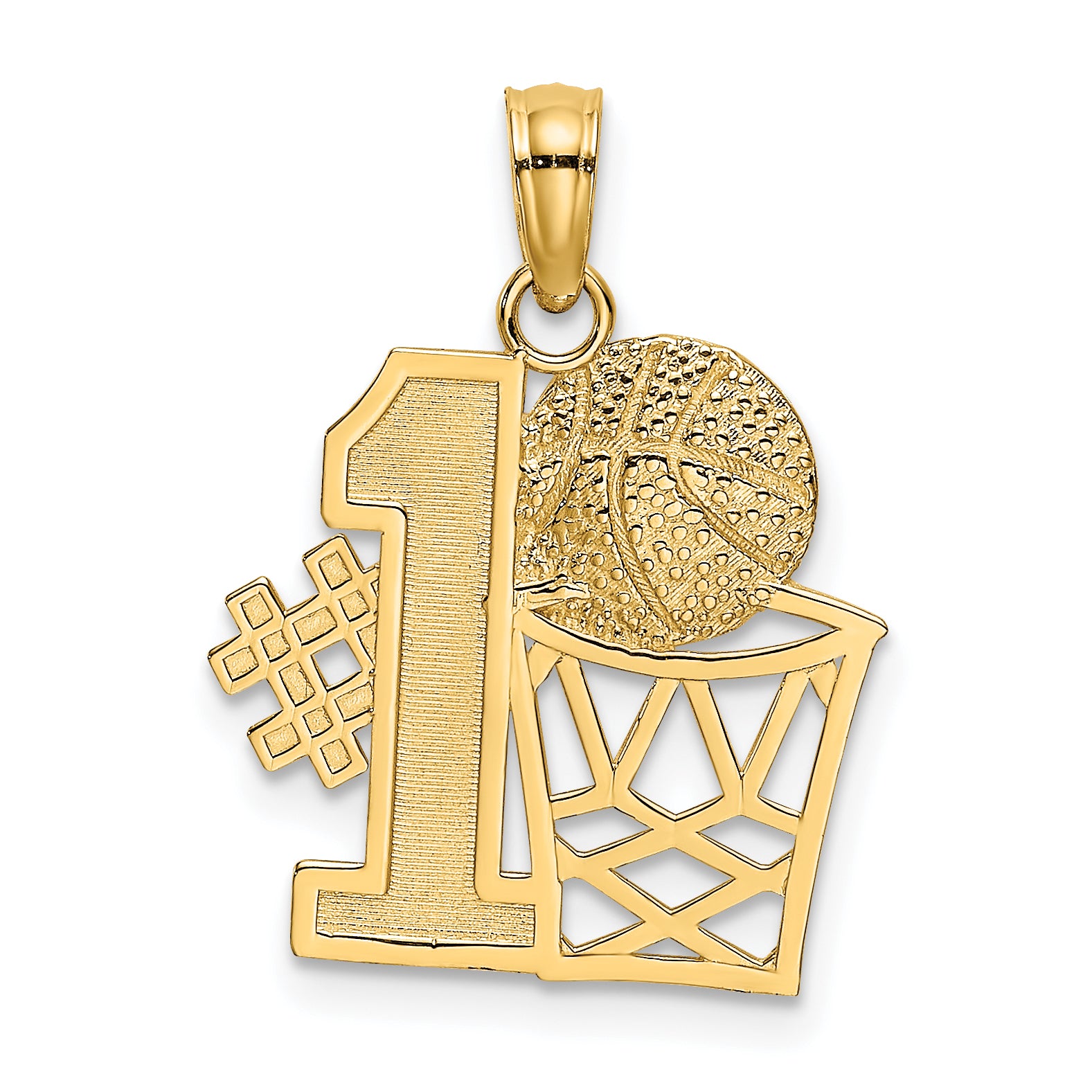 14K #1 Basketball w/ Hoop Charm Main image