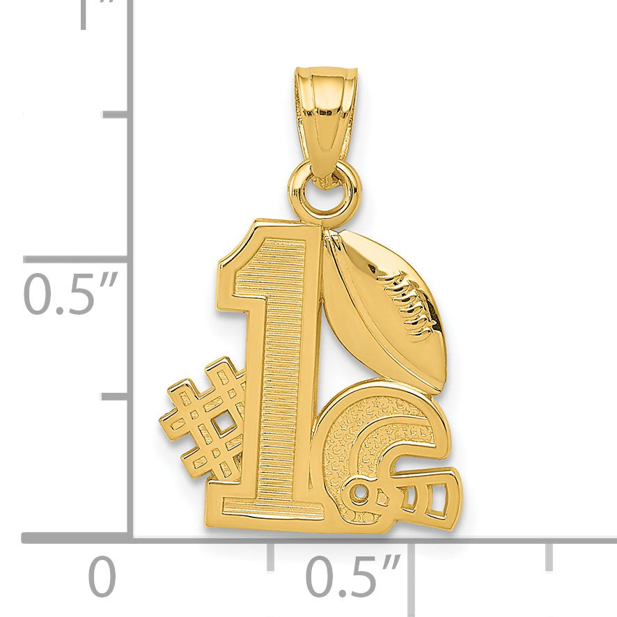 14K #1 Football with Helmet and Ball Charm - Sophia Jewelers