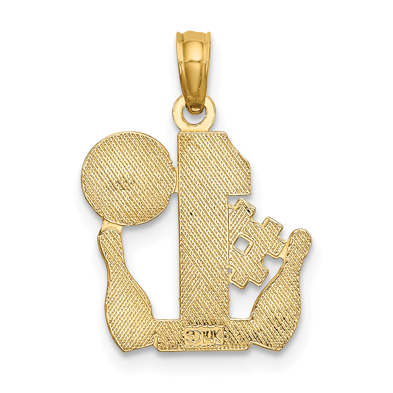 14K #1 Bowling Ball and Two Pins Charm