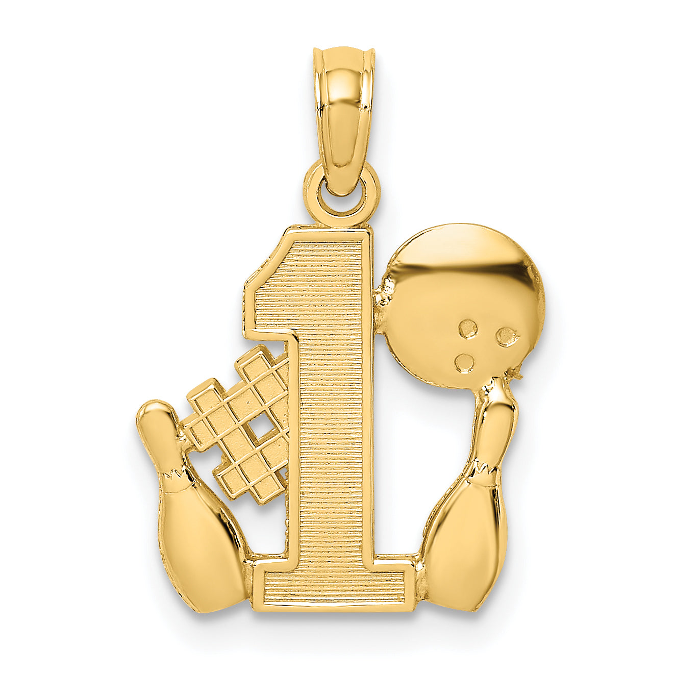 14K #1 Bowling Ball and Two Pins Charm Main image