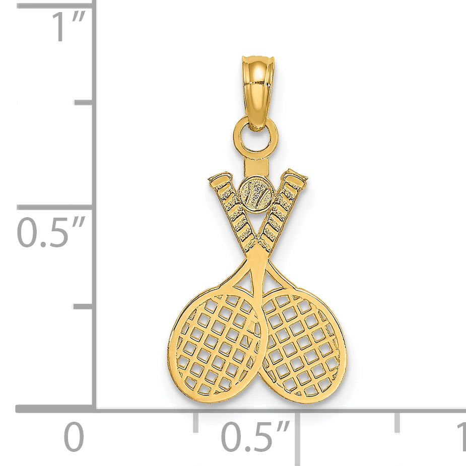 14K Double Tennis Racket w/ Ball Charm