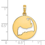 14K Polished Cut-Out CAPE COD Map Charm