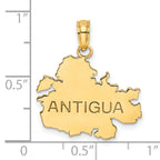 14K Polished and Engraved ANTIGUA MAP Charm